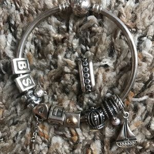 Pandora bracelet with 9 charms and Connector